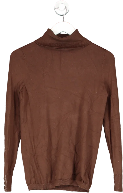 Talbots Brown Ribbed Knit Turtle Neck Top UK SKnitted Turtleneck