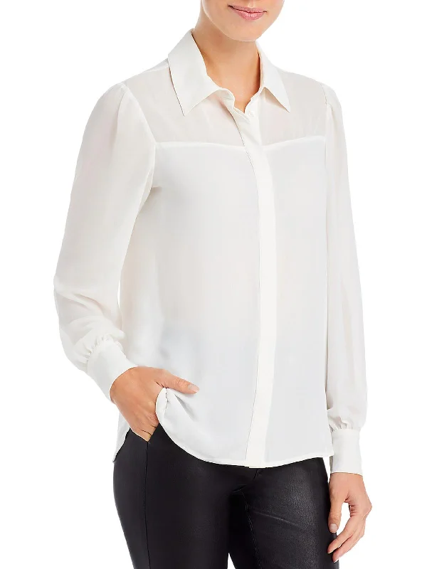 Down vestWomens Sheer Officewear Button-Down Top