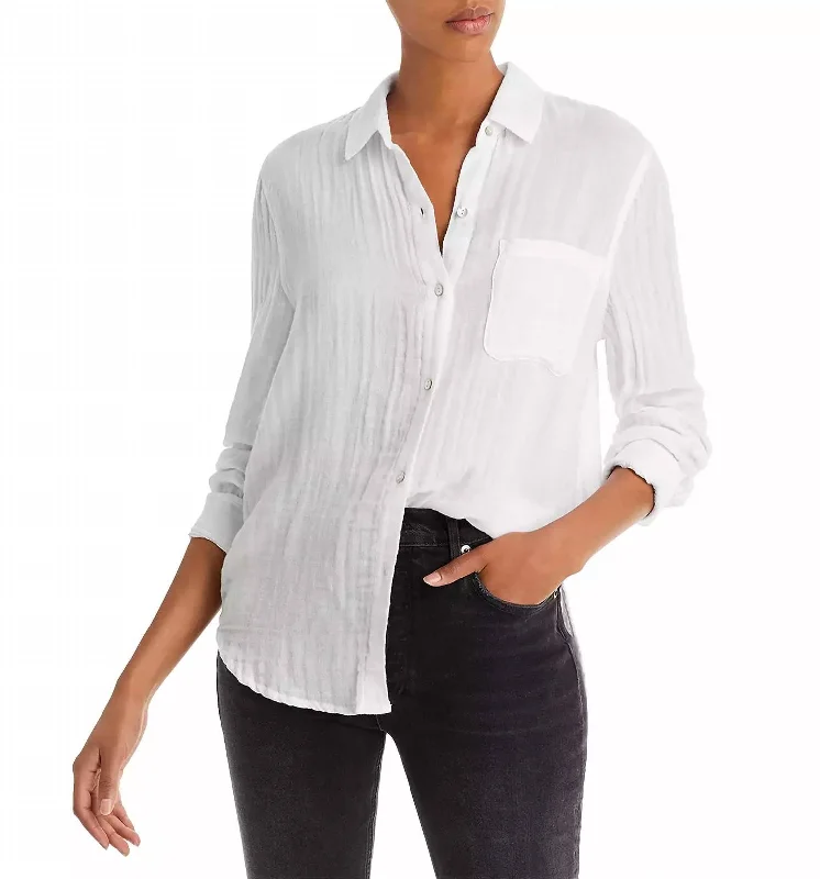 Waterproof fabricEllis Button Down Top In White