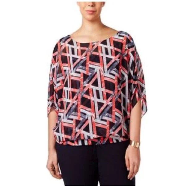 Printed ShirtsAlfani Womens Butterfly Sleeve, Chiffon Blouse Top, Multi-Color, Size L