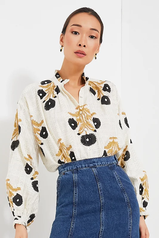 Streetwear ShirtsBlack Noir Triple Bloom Blouse