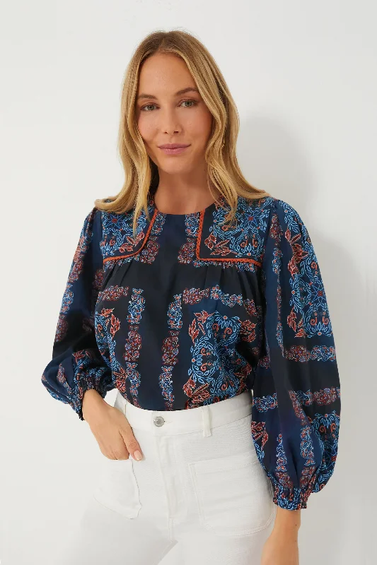 Collaborative ShirtsBleu Fable Shea Peasant Blouse