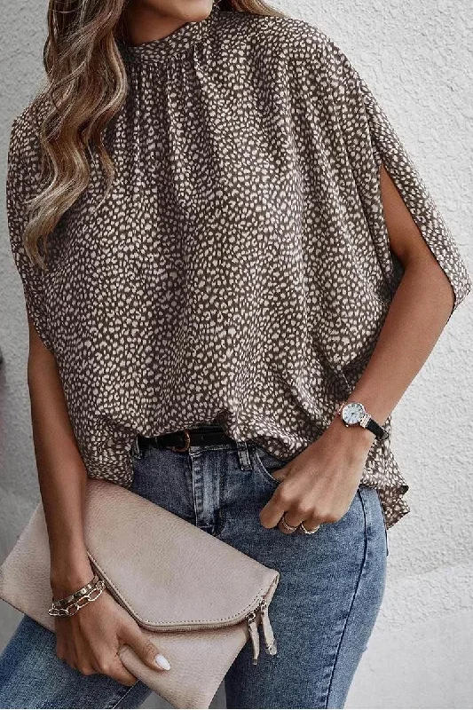 Slim Fit ShirtsDOLMAN SLEEVE LACE-UP CHIFFON BLOUSE