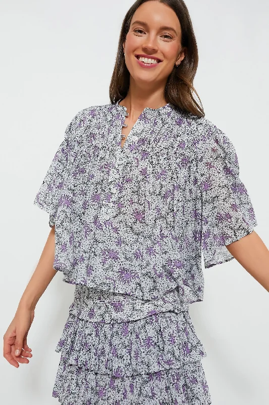 Hooded ShirtsEcru Lilac Destiny Blouse