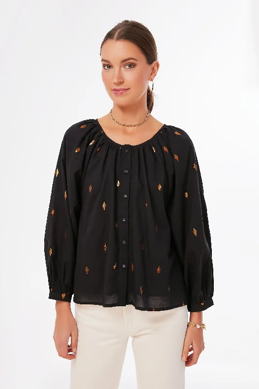 Cultural ShirtsGold Leaf Black Frances Blouse