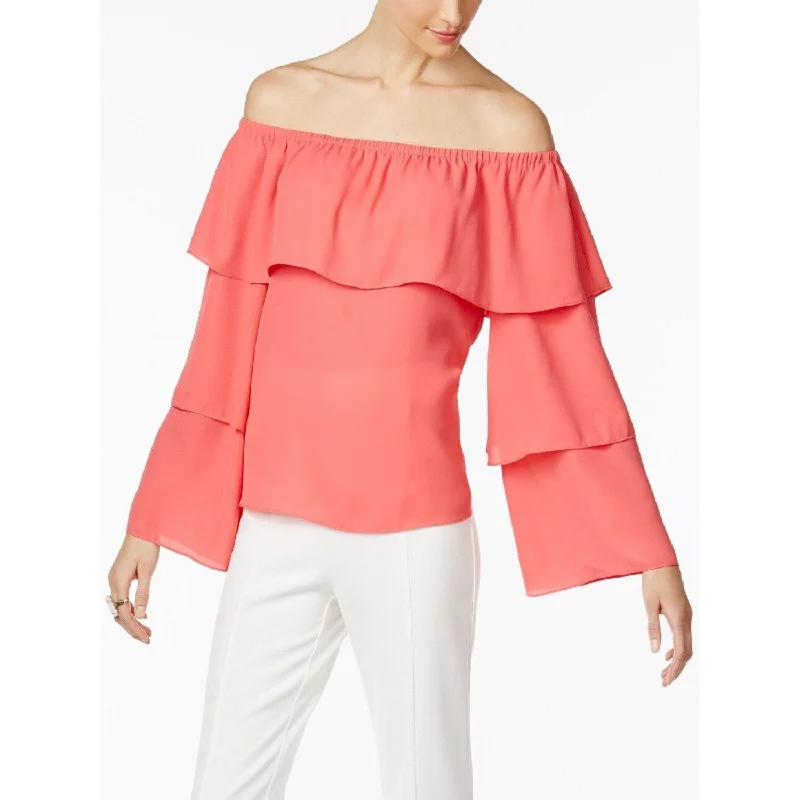 Casual ShirtsINC International Concepts Polished Coral Off-The-Shoulder Blouse Top, Size M