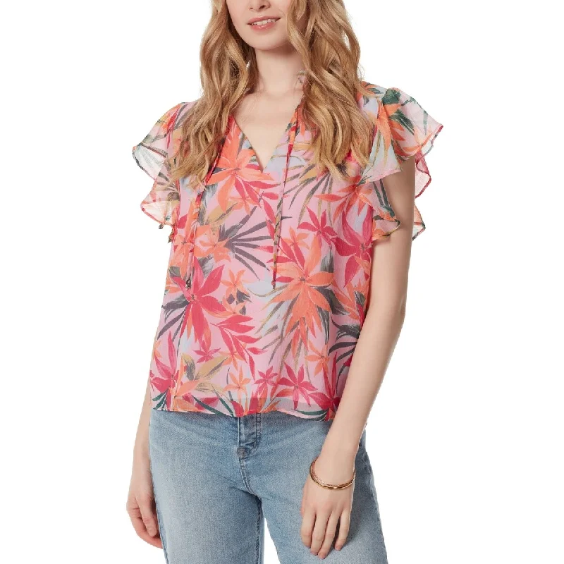 Colorblock Short Sleeve TopsJessica Simpson Women's Alaina Flutter Sleeve Top Pink Size X-Small