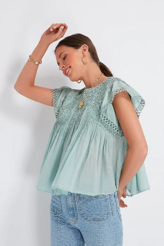 Casual Short Sleeve TopsMint Frida Solid Flutter Sleeve Top