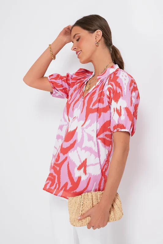 High-Fashion ShirtsMulti Pink and Red Tulip Ikat Dana Blouse