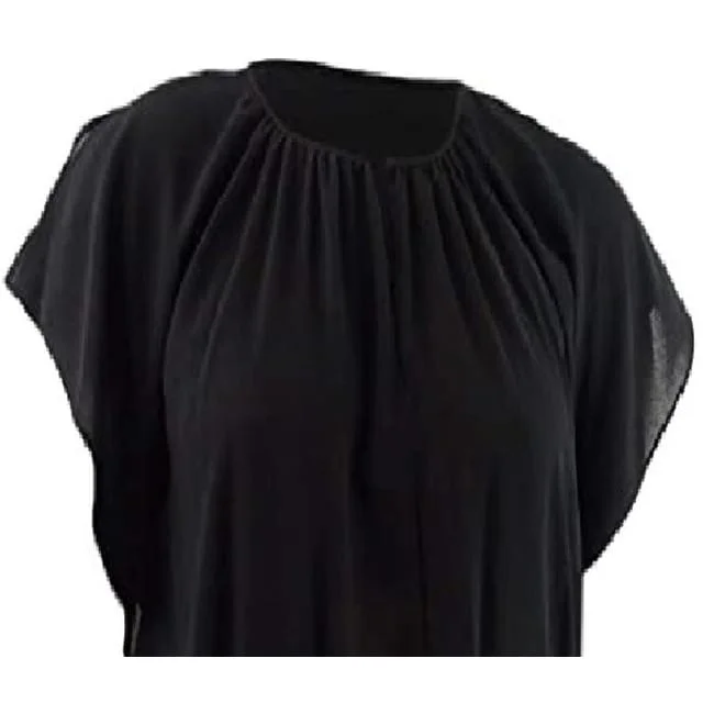 Linen Short Sleeve TopsRachel Rachel Roy Women's Flutter Sleeve Top Black Size Small