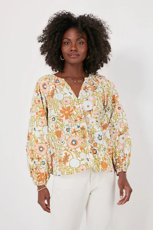 Asymmetrical ShirtsRetro Floral Galenda Blouse