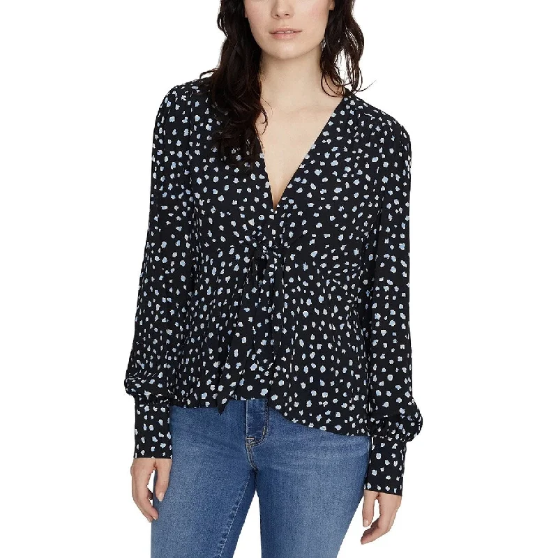 Limited Edition ShirtsSanctuary Women's Ella Print Tie Front Blouse Black Size X-Large