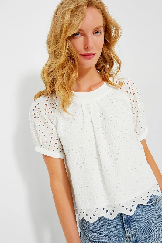 Sleep ShirtsWhite Eyelet Fontalina Blouse