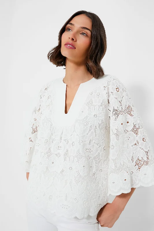 Branded ShirtsWhite Eyelet Lace Florian Blouse