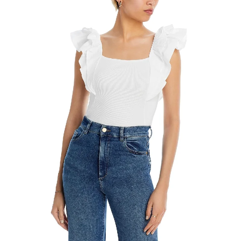 Oversized Short Sleeve TopsJoe's Womens Ribbed Flutter Sleeve Blouse