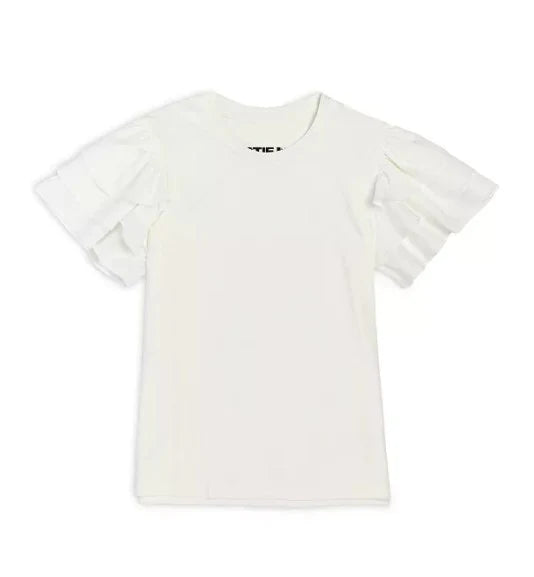 Fishing Short Sleeve TopsErin Flutter Sleeve Modal Top- White