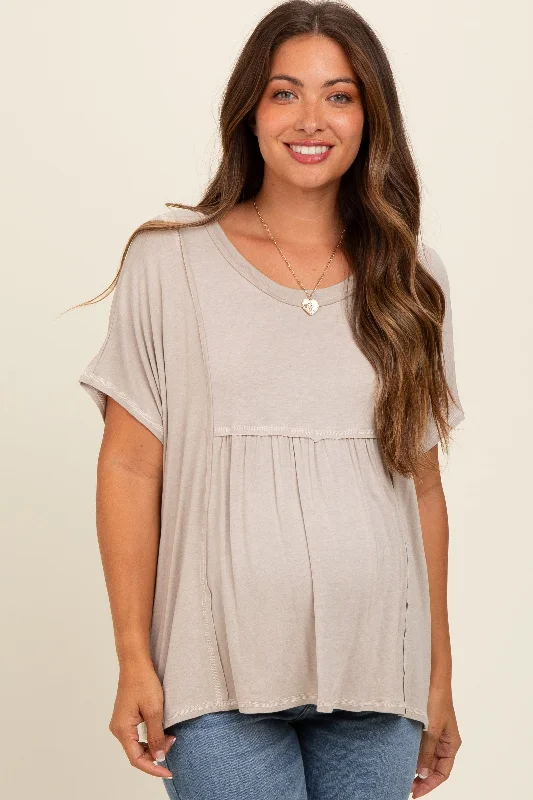 High-Fashion Short Sleeve TopsGrey Flutter Sleeve Maternity Top