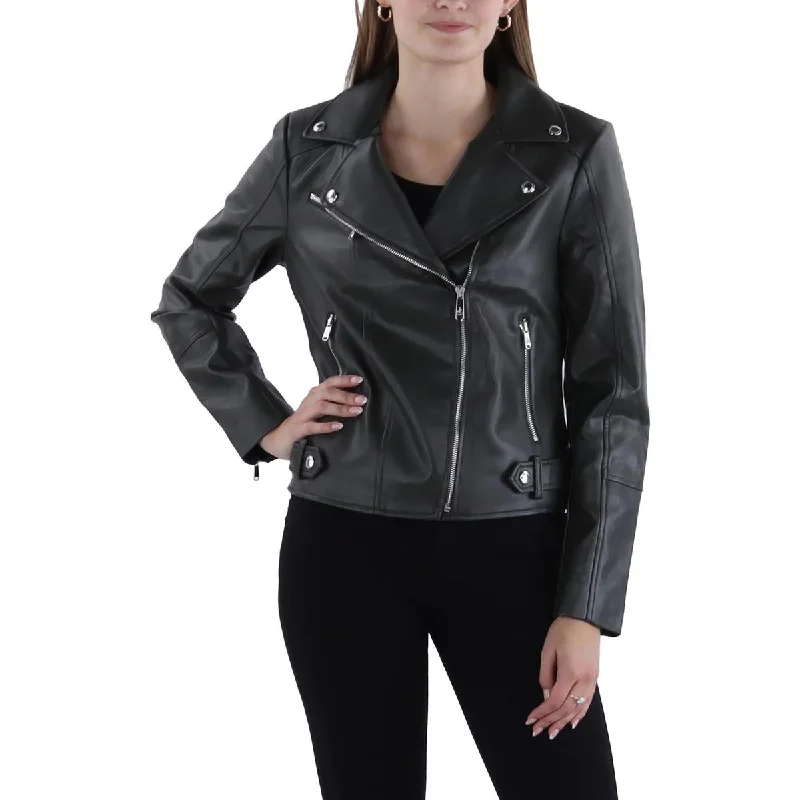 Womens Faux Leather Short Motorcycle JacketPuffer Jackets