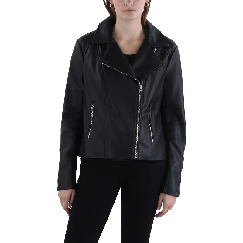 Womens Faux Leather Short Motorcycle JacketParka Jackets