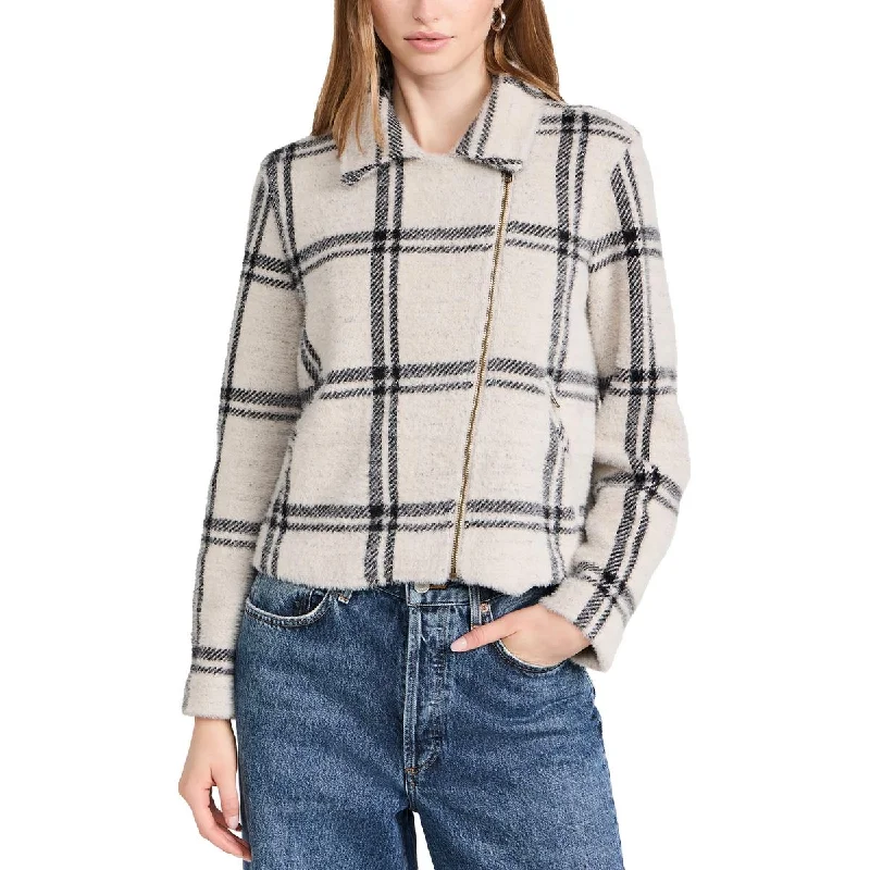 Womens Plaid Asymmetrical Shirt JacketHemp Jackets