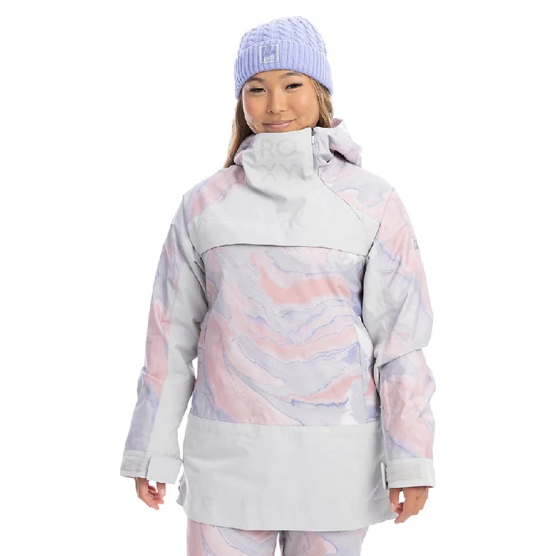 Roxy 2023 Chloe Kim Overhead Jacket - Grey Violet MarbleRuffled Jackets