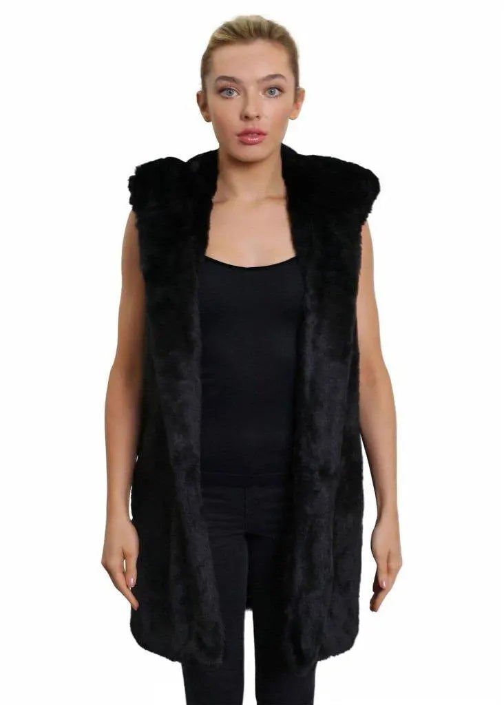 Gym HoodiesFaux Fur Hooded Gilet