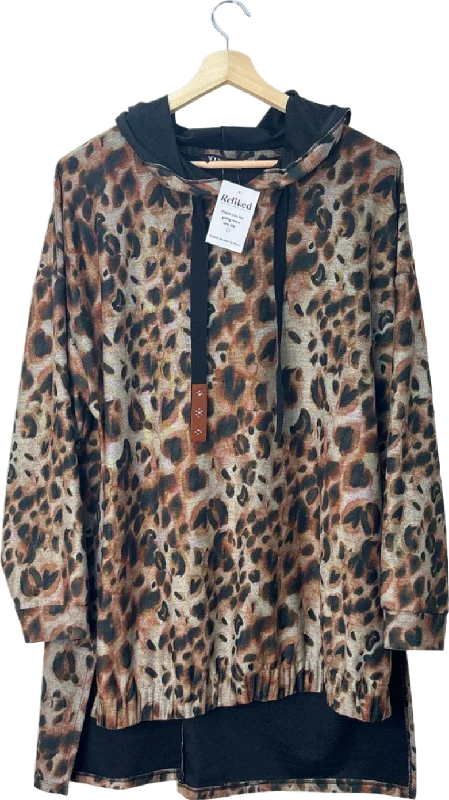 Ski SweatshirtsYours Multi Leopard Print Hooded Top UK 22-24