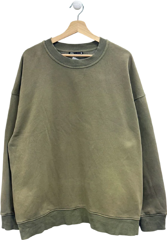 Mesh-Lined HoodiesZara Olive Green Sweatshirt UK XL