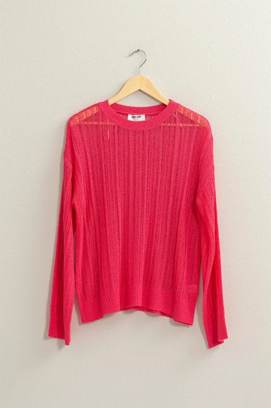 Hip-Hop Knit TopsAlix Drop Shoulder Sweater in Raspberry