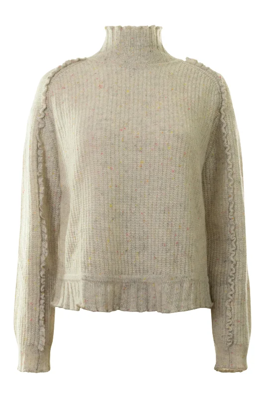 Camping Knit TopsAutumn Cashmere Shaker Mock w/ Ruffled Detail in Confetti