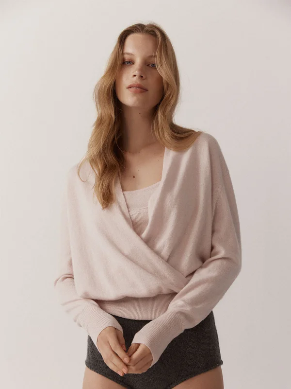 Embroidered Knit TopsCashmere Ballet Sweater - Pale Pink