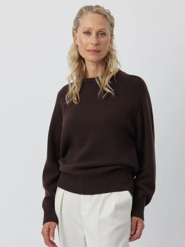 Cotton Knit TopsCashmere Boyfriend Saddle Sweater - Cacao