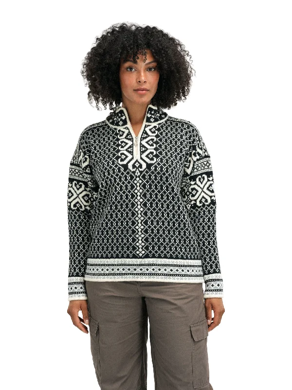 Angora Knit TopsDale of Norway - Leknes Women's Sweater - Off-White/Metal