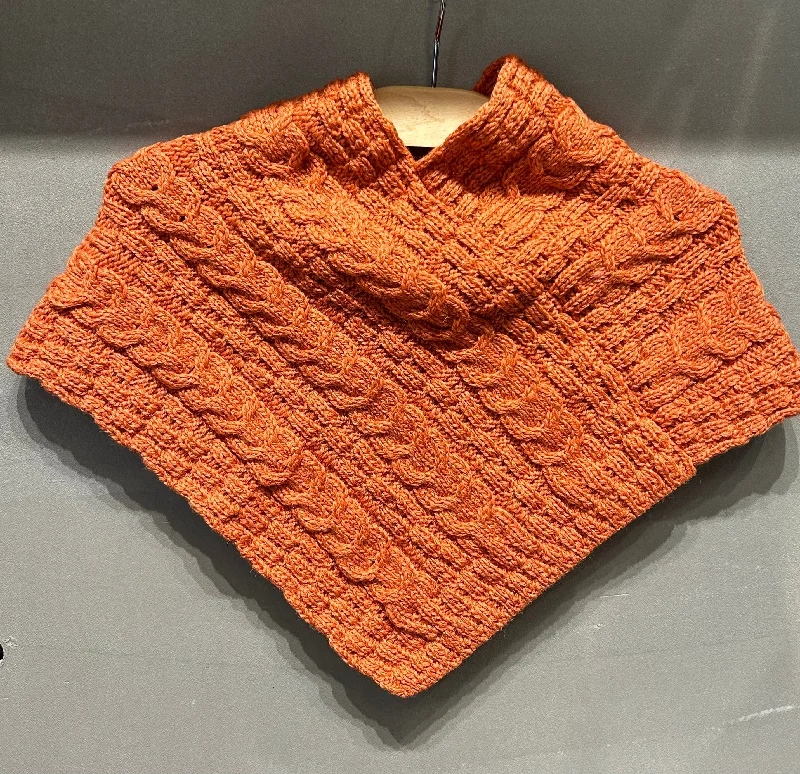 Sheer Knit TopsAran - Children's Poncho - Orange