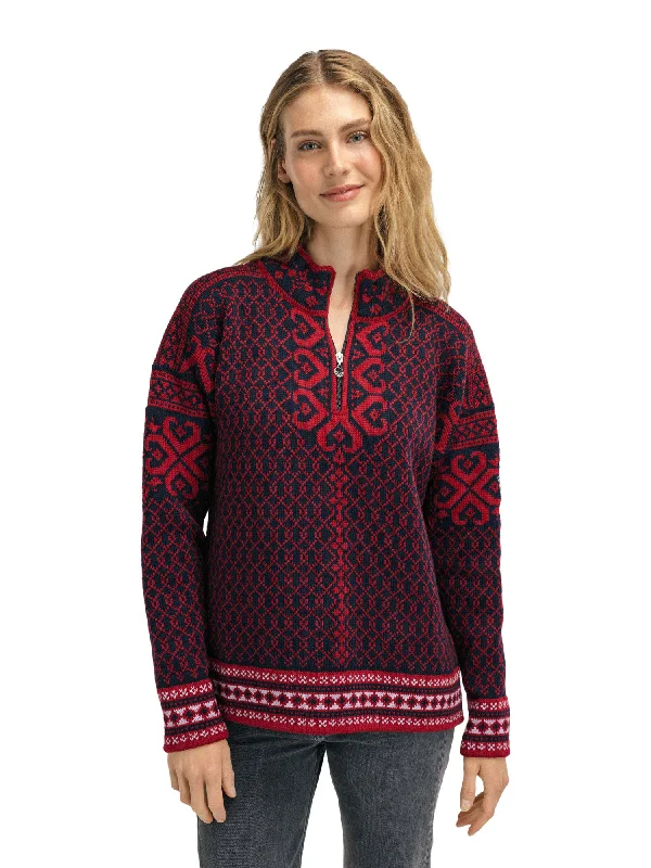 Zippered Knit TopsDale of Norway - Leknes Women's Sweater - Redrose