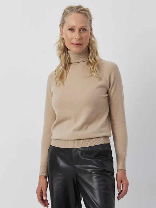 Lounge Knit TopsEssential Cashmere Roll Neck - Camel