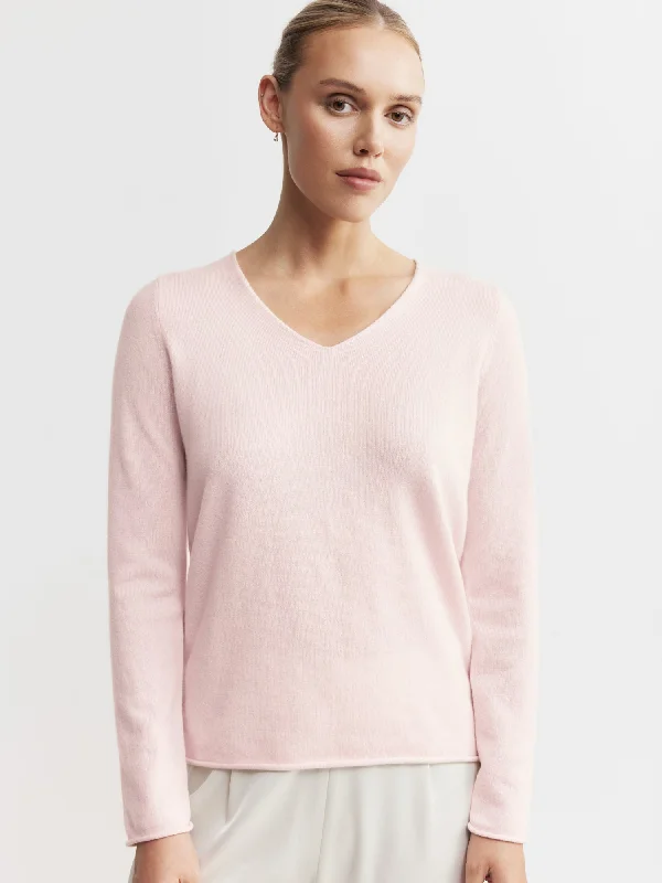 Outdoor Knit TopsEssential Cashmere V Sweater - Pale Pink