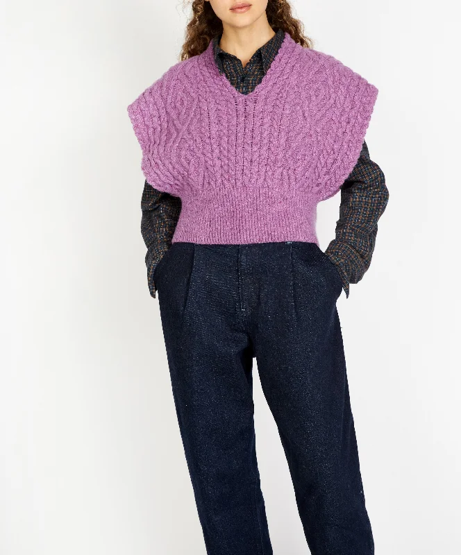 Velvet Knit TopsIrish - Farmleigh Diamond Vest - Orchid