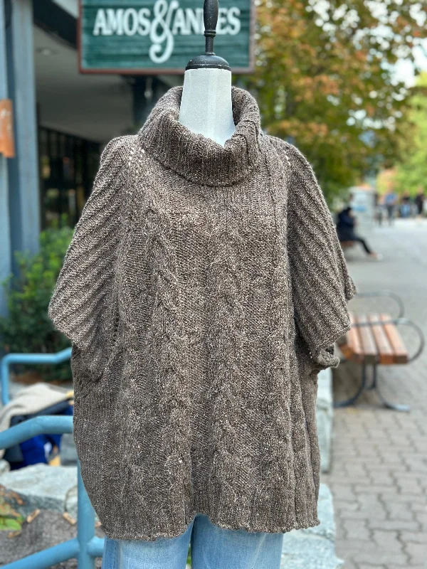 Artist Knit TopsAran - Cable Poncho - Latte