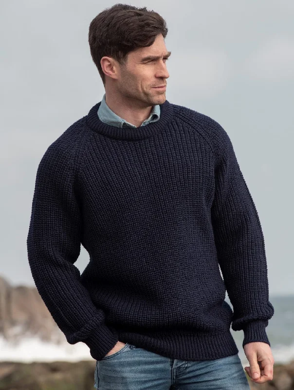 Layered Knit TopsAran - Men's Fisherman Rib - Navy