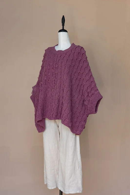 Metallic Knit TopsIrish - Ripple Poncho - Bubblegum