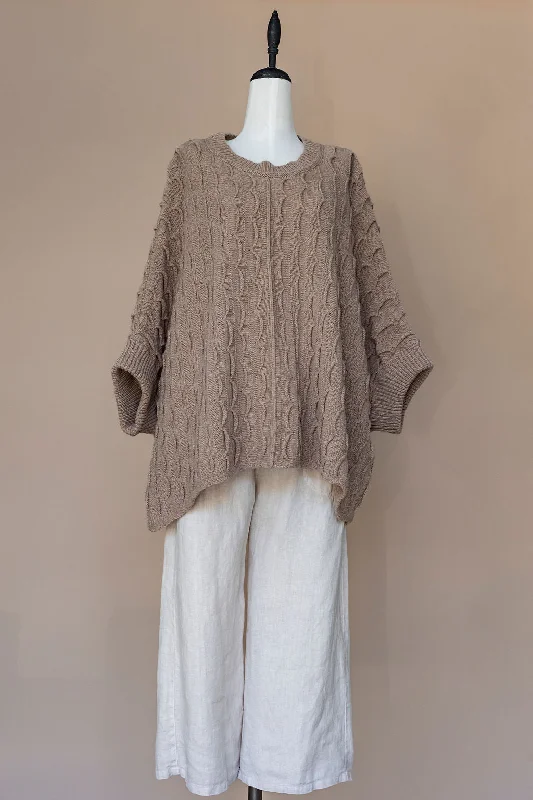 Layered Knit TopsIrish - Ripple Poncho - Camel