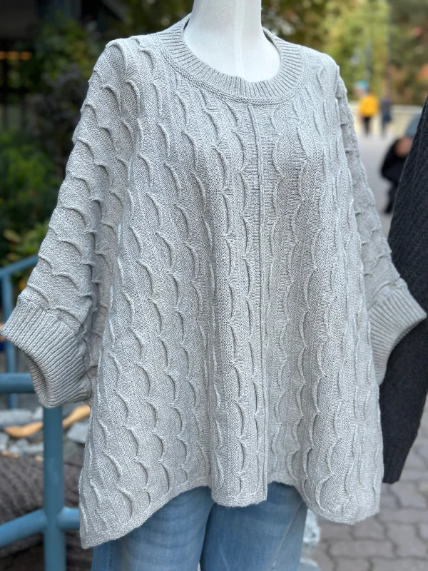 Statement Knit TopsIrish - Ripple Poncho - Feather