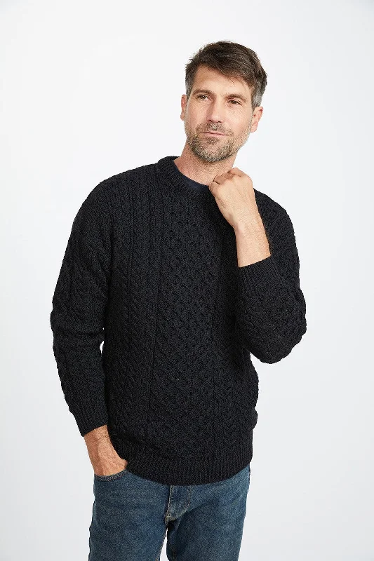 Asymmetrical Knit TopsAran - Traditional Sweater - Navy