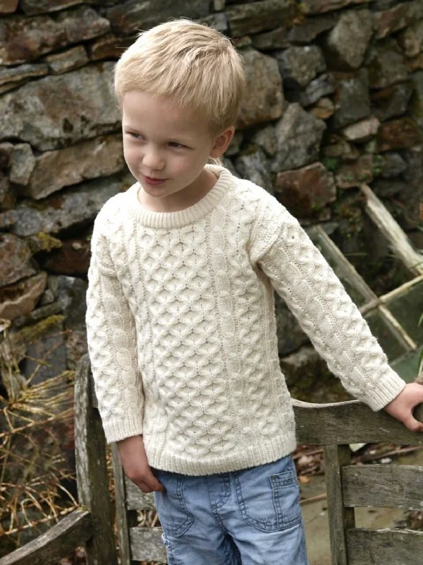 Streetwear Knit TopsKIDS TRADITIONAL ARAN MERINO WOOL SWEATER