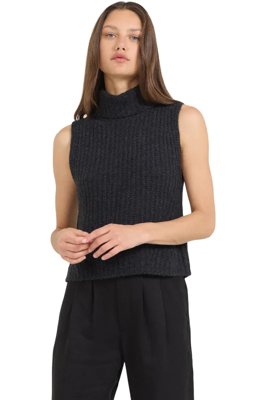 Off-Shoulder Knit TopsOne Grey Day Polly Cashmere Vest in Charcoal