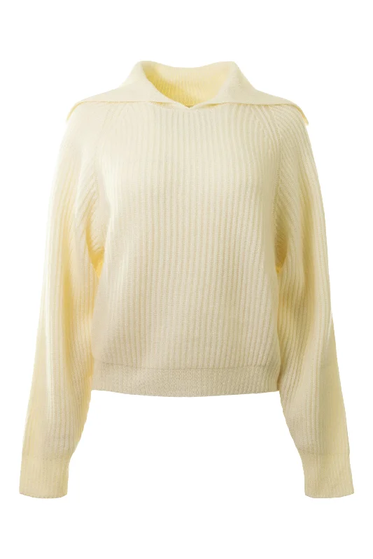 Urban Knit TopsRepeat Cashmere Collared Sweater in Cream