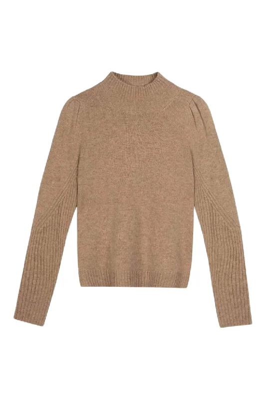 Hiking Knit TopsRepeat Cashmere Mock Neck Sweater with Shoulder Detail in Taupe