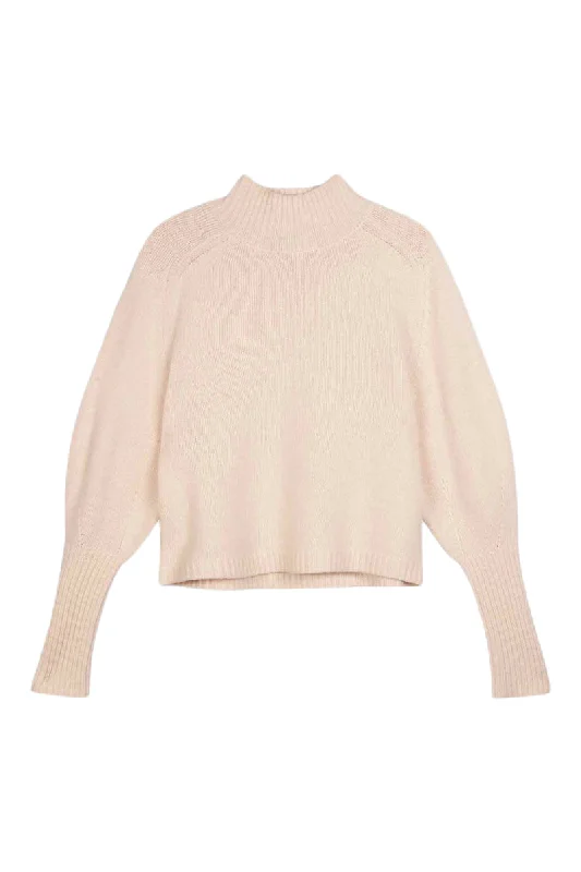 Streetwear Knit TopsRepeat Cashmere Wool Sweater with Ribbed Stand Collar
 in Pearl