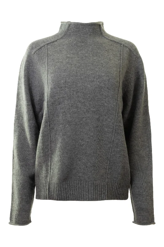 Luxury Knit TopsRepeat Cashmere Wool Sweater with Seam Details in Grey